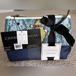 Joan & David Blue and Yellow Python Print Cosmetic Case